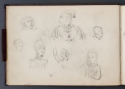 'Studies of a fool, soldier, man, woman and child', inscr. 'old fool', St Petersburg Sketchbook, p. 6, The Hunterian