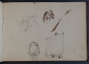'A soldier on a rearing horse- a woman with a baby, two servants, one folding a sheet', inscr. washerwoman', St Petersburg Sketchbook, p. 43, The Hunterian