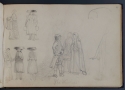 'Studies of costume, women with baskets, and a milkmaid; "The Wreckers" ', inscr. 'The Wreckers', St Petersburg Sketchbook, p. 47, The Hunterian
