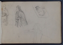 'Two robed figures, a cloaked warrior, and a sleeping dog', St Petersburg Sketchbook, p. 51, The Hunterian
