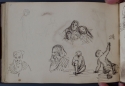 'Studies of a seated boy, and bearded man, and a sleeping family', St Petersburg Sketchbook, p. 68, The Hunterian