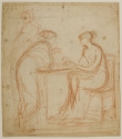 
                    Two figures seated and one standing, Fogg Art Museum