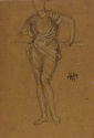 
                A woman with her robe gathered up, leaning on a rail, The Hunterian