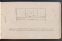 Side and front views of china on a shelf, Sketchbook, p. 96, The Hunterian