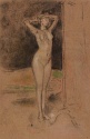 
                    A nude model adjusting her hair, The Hunterian