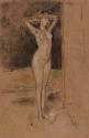 A nude model adjusting her hair, The Hunterian