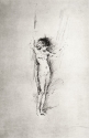 Study of nude figure looking right, Whereabouts unknown