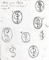 r.: Designs for monogram for ISSPG ; v.: Tracing of monogram for ISSPG