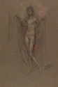 A nude girl holding up a pink cloak, The Hunterian