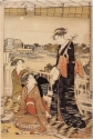 View a larger version of this image Torii Kiyonaga, A Party viewing the Moon on the Sumida River, right panel of triptych, Boston Museum of Fine Arts