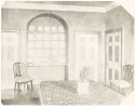 
                    Dining-room in Whistler's first house in Lindsey Row, photo, Pennell 1921,  f.p. 153