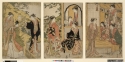 Kiyonaga, Ushiwaka serenading Jorurihime ..., triptych print, modern version, British Museum, 1949,0409,065.1-2