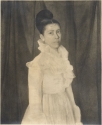 
                    Young woman in a white dress, photograph, 1940s