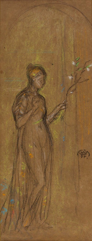 r.: A woman holding a spray of flowers; v.: A woman holding up a scarf