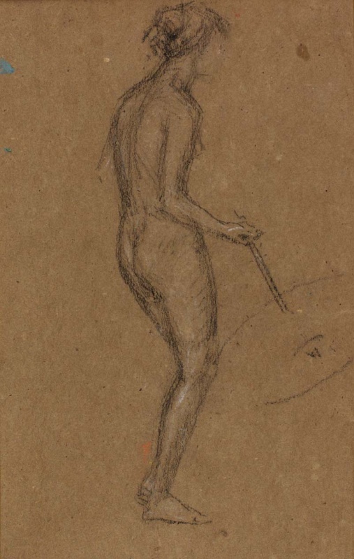 r.: A nude with a parasol; v.: A nude leaning against a rail