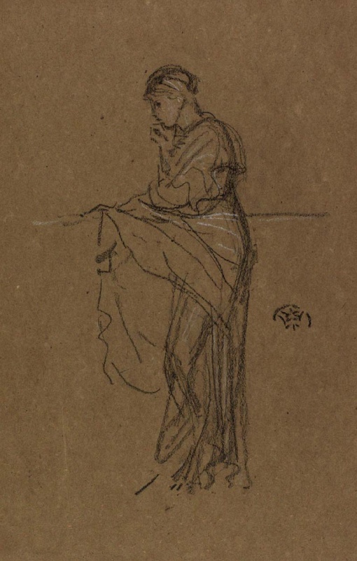 A woman leaning on a rail