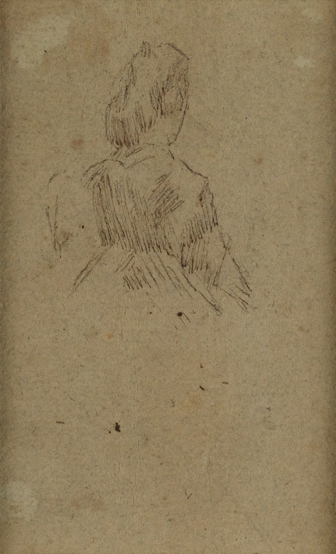 Lady seated, seen from behind