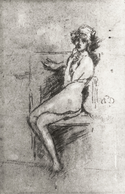 Nude model seated